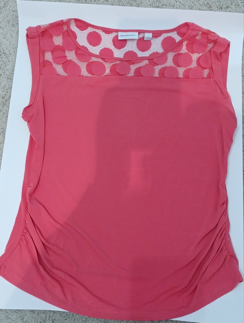 New York & Company Coral Sleeveless Dot-Yoke Tank